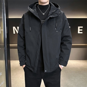 工装连帽冲锋衣二棉外套男加棉加厚棉衣棉服袄子图片