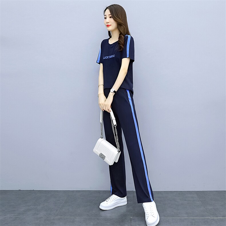 休闲时髦运动卫衣套装女2025年春装新款气质显瘦洋气阔腿裤两件套,女装套装/套裙,梦依杭