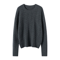 2025年秋季通勤休闲时尚百搭扭花圆领，女装羊绒衫，朝思纯山羊绒