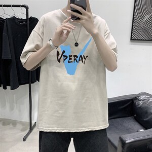 T1554P25现货夏季宽松短袖T恤男潮百搭上衣男士大码圆领休闲t恤图片