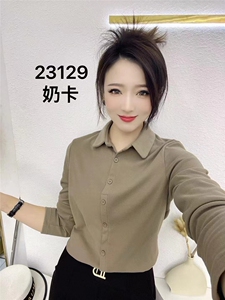 polo领长袖T恤女2024秋冬新款时尚纯色德绒打底衫韩版显瘦上衣潮图片