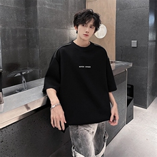 夏季宽松美式简约短袖T恤潮休闲半袖XZ808BWH026-P40控59，男装T恤，星座808B