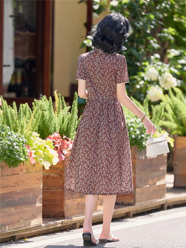 全棉碎花连衣裙夏新款收腰显瘦田园风优雅裙子（细节图颜色为准）,女装连衣裙,水衣源