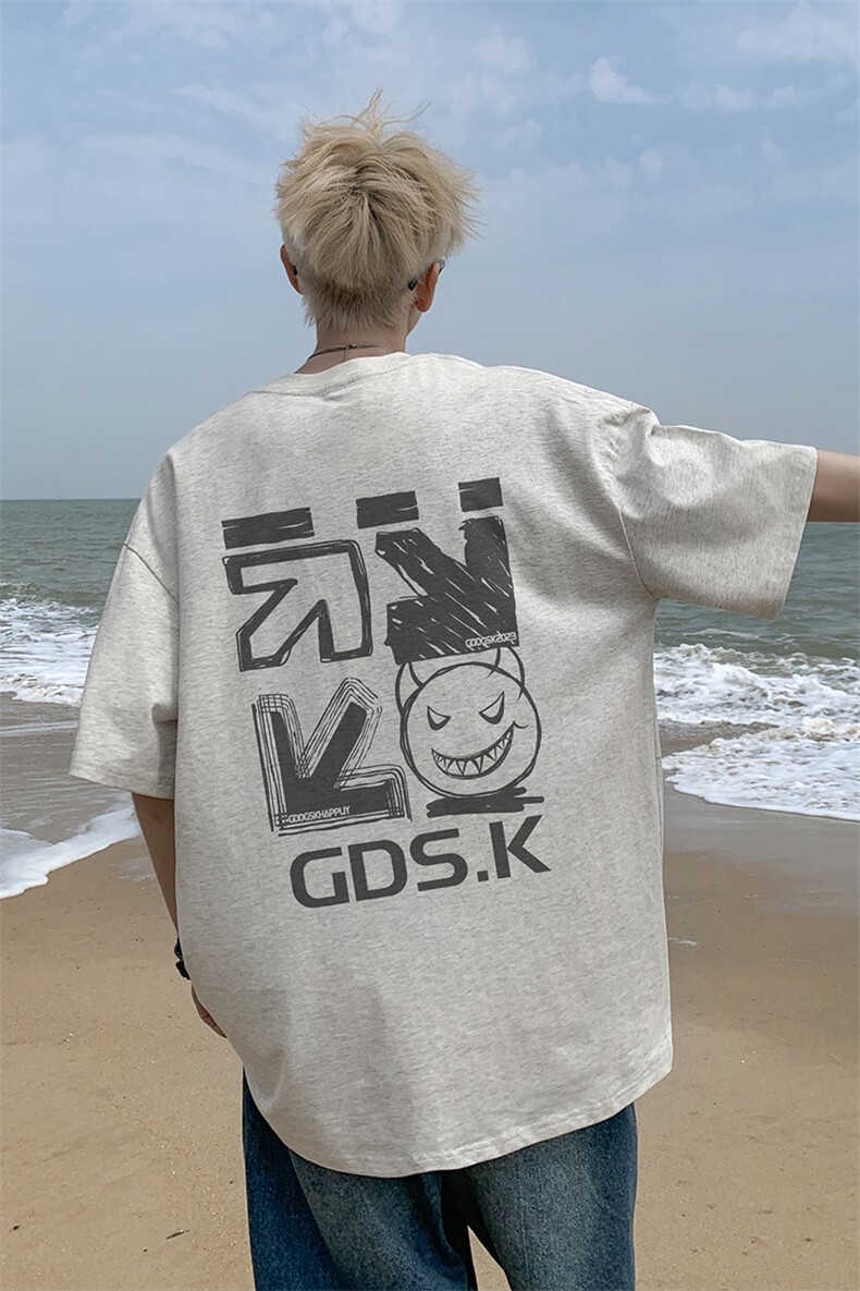 已注册/夏季外景纯棉重磅宽松短袖T恤男设计感休闲体恤DT9689/P25,男装T恤,电商B316