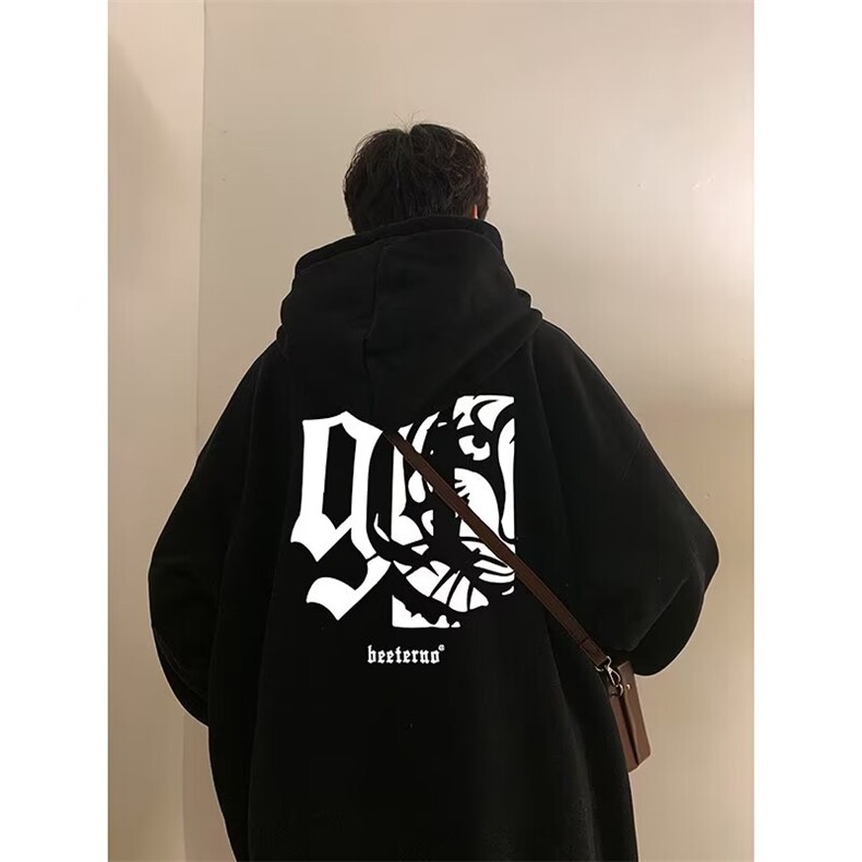 350g华棉潮牌印花连帽卫衣男女休闲春秋宽松时尚上衣5179-P43网图，女装卫衣/绒衫，电商B245