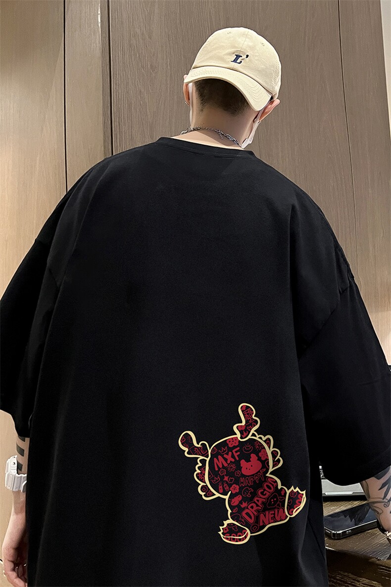 量大优可提供视频2024夏季新美式短袖T恤D223A-T24129-P18,男装T恤,电商019-1