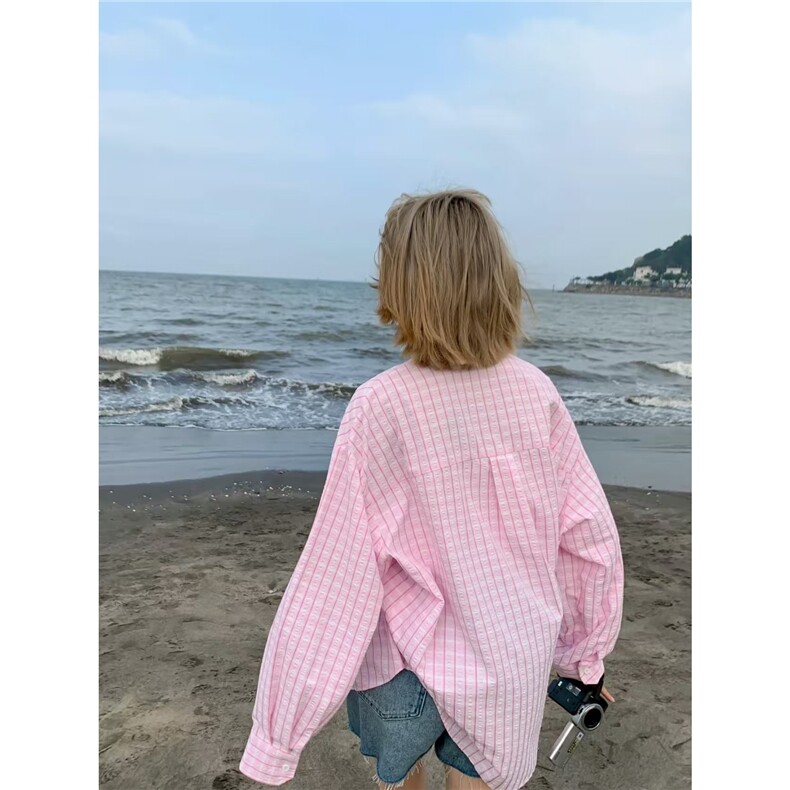 刺绣格子衬衫2025春秋新款情侣宽松百搭小众叠穿上衣外套,男装衬衫,星座1210-1