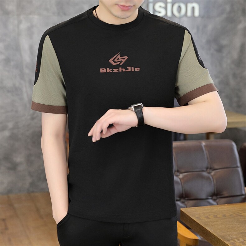 夏季新款拼接短袖圆领时尚休闲青年修身短袖T恤上衣L1311-P30,男装T恤,星座310B-3