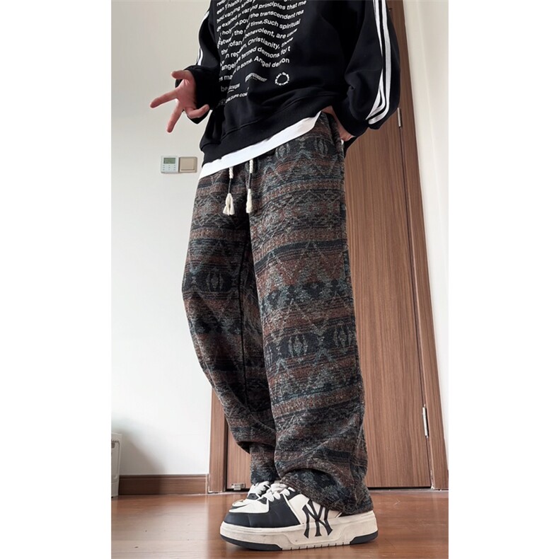 08潮民族风宽松直筒休闲裤复古高街休闲裤XZ211-1-K2445-P60，男装民族服装，星座211-1