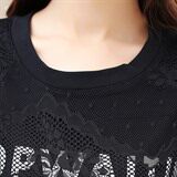 时尚显瘦黑色蕾丝拼接长袖连衣裙优雅气质女装，女装连衣裙，婵米儿