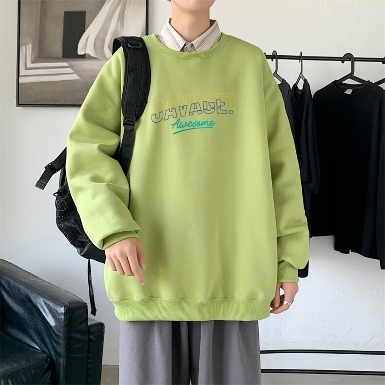 Y2548P38港风21秋季新款动漫圆领卫衣男潮流宽松青少年休闲外套图片
