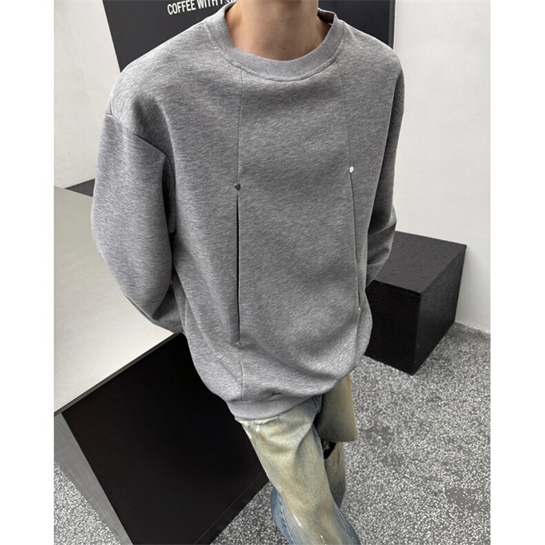 WY10152-特P45控78小众撞色拼接破缝假两件大码男大码情侣卫衣,男装卫衣,电商A059