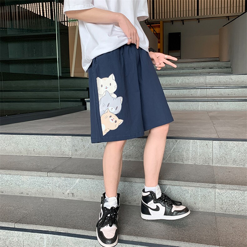 YD33164-P25港风潮牌亚麻短裤男大码棉麻五分裤男中裤沙滩裤,男装休闲裤,电商A040