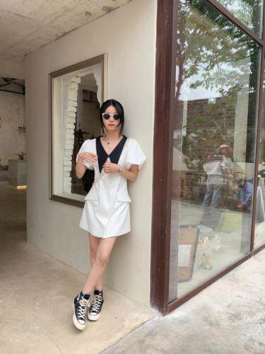 尖领连衣裙，女装连衣裙，HE