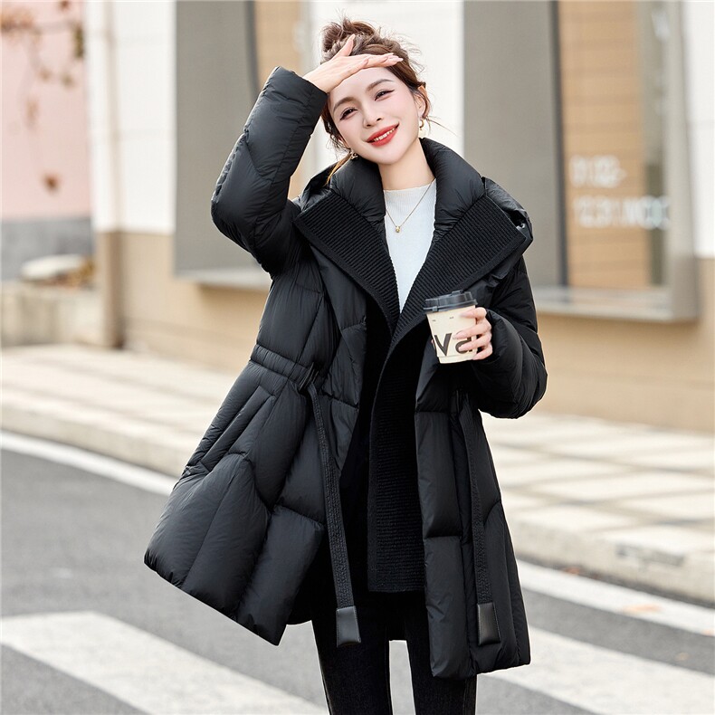 2025冬装新款简约时尚休闲连帽鹅绒羽绒服,女装羽绒服,沁沁公主
