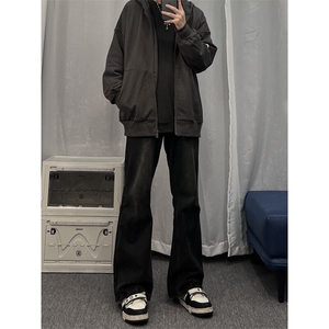 美式hiphop牛仔裤修身直筒微喇叭裤 68图片