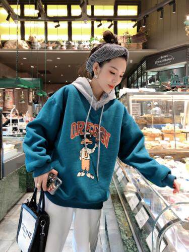 拼色款加绒卫衣，女装卫衣/绒衫，一杭