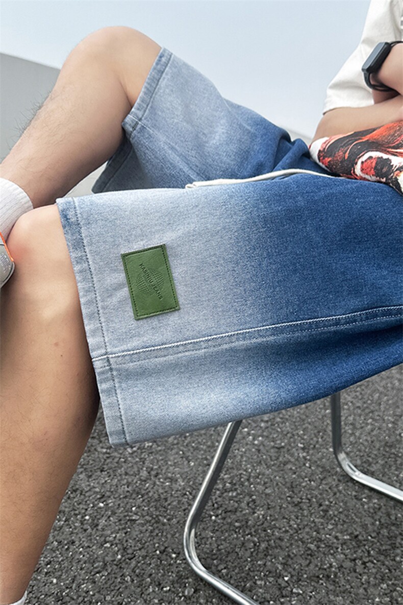 牛仔短裤男复古阔腿潮流直筒裤夏季美式潮流宽松休闲裤D15#-P38,男装牛仔裤,电商A178