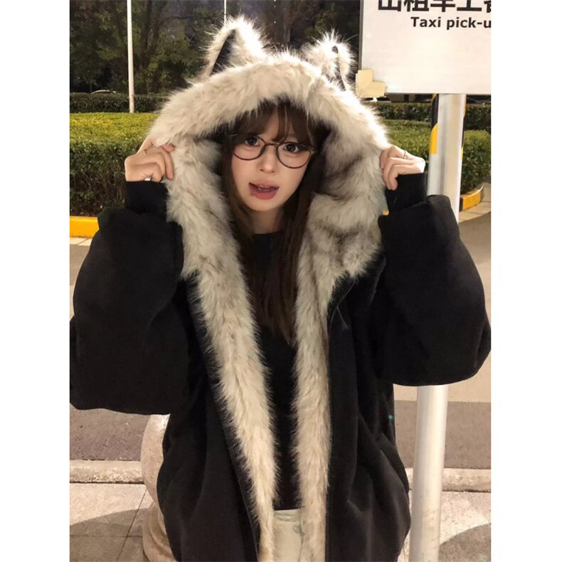 猫耳朵麂皮绒棉衣ZM0156-特批93图片