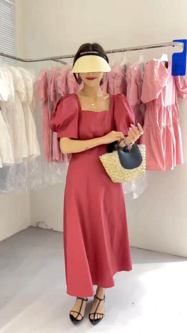 显瘦气质长款连衣裙，女装连衣裙，欧妮卡蒂蔓