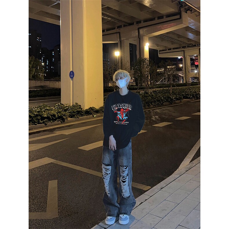 23蜘蛛印花长袖T恤男打底衫,男装T恤,星座310A-4