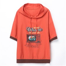 2021夏季新款简约时尚气质减龄印花设计休闲连帽卫衣，女装卫衣/绒衫，奕阳依阁