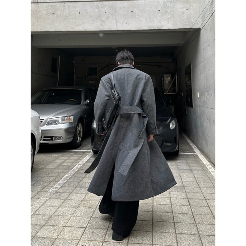 已下单~2025新款垫肩毛呢大衣过膝长款收腰风衣外套Y976-P125,男装风衣,星座1004-3