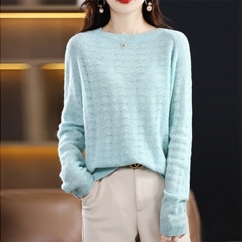 2024年秋冬季新款修身显瘦圆领羊毛衫简约百搭，女装羊毛衫，温贝羊绒
