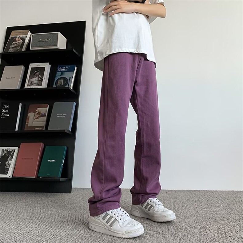 紫色牛仔裤男春夏季薄款美式vibe裤子微喇显瘦休闲直筒裤N6235,男装牛仔裤,星座1116A-1（原606A）