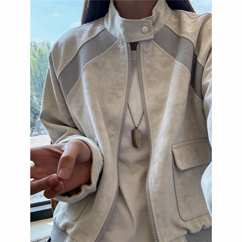 潮牌美式解构中性风做旧飞行服尽快男士短款春季PU皮外套P65,女装短外套,电商C306-1