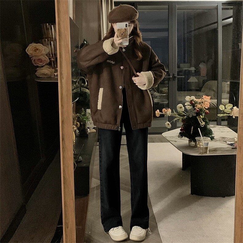 C927-P125羊羔毛外套冬季加厚保暖学院风宽松羊羔绒棉衣棉服潮,男装棉衣,星座911-2(原星座613-2）