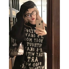 潮貂毛字母毛衣印花毛衣女秋冬季街头ins宽松针织衫上衣M2343，男装针织衫/毛衣，星座1116A（原606A-3）