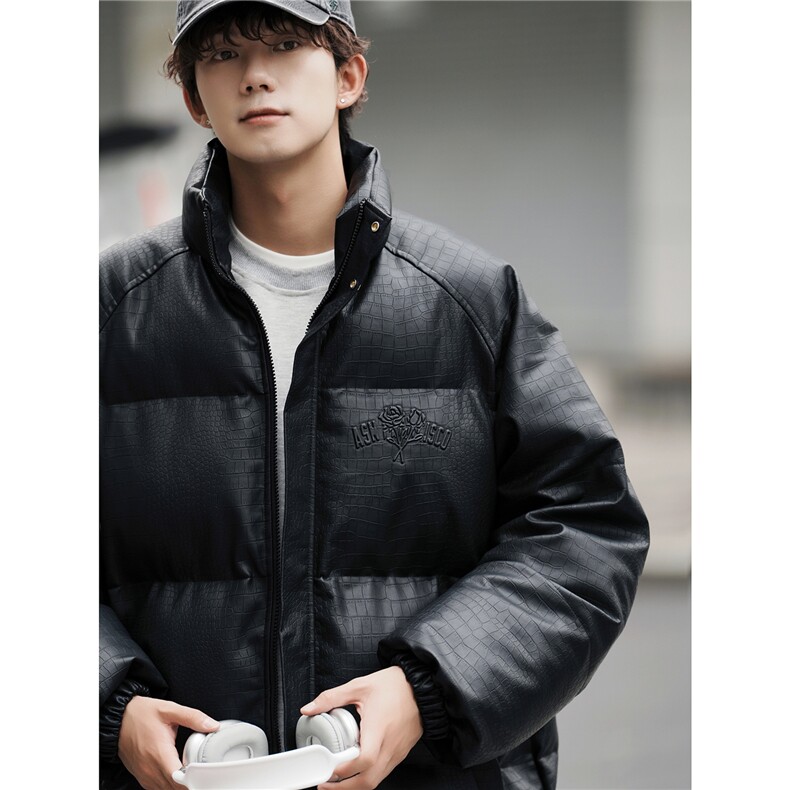 主推情侣装冬装钢印pu皮棉衣羽绒棉情侣棉服外套男M6616-P128,男装皮衣,星座307A