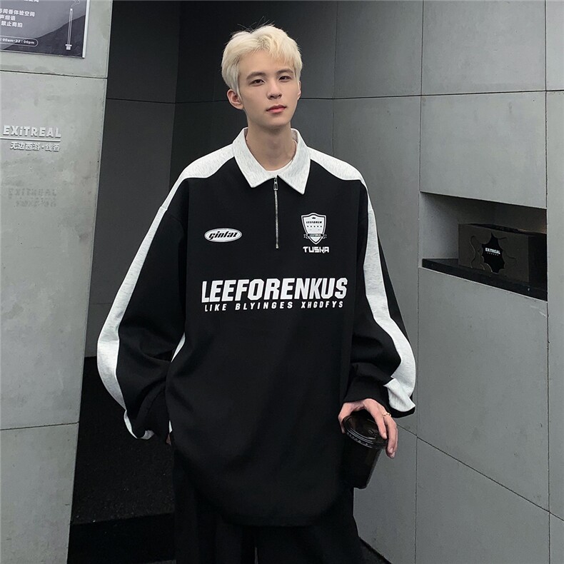 美式polo衫卫衣男2025新款春秋季半拉链外套款大码上衣W81-P48,女装短外套,电商C307A