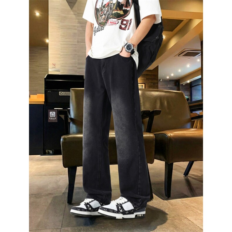 TP28潮流微喇牛仔裤男款美式高街vibe裤子宽松显身形长裤合身微喇，男装牛仔裤，星座302A-2