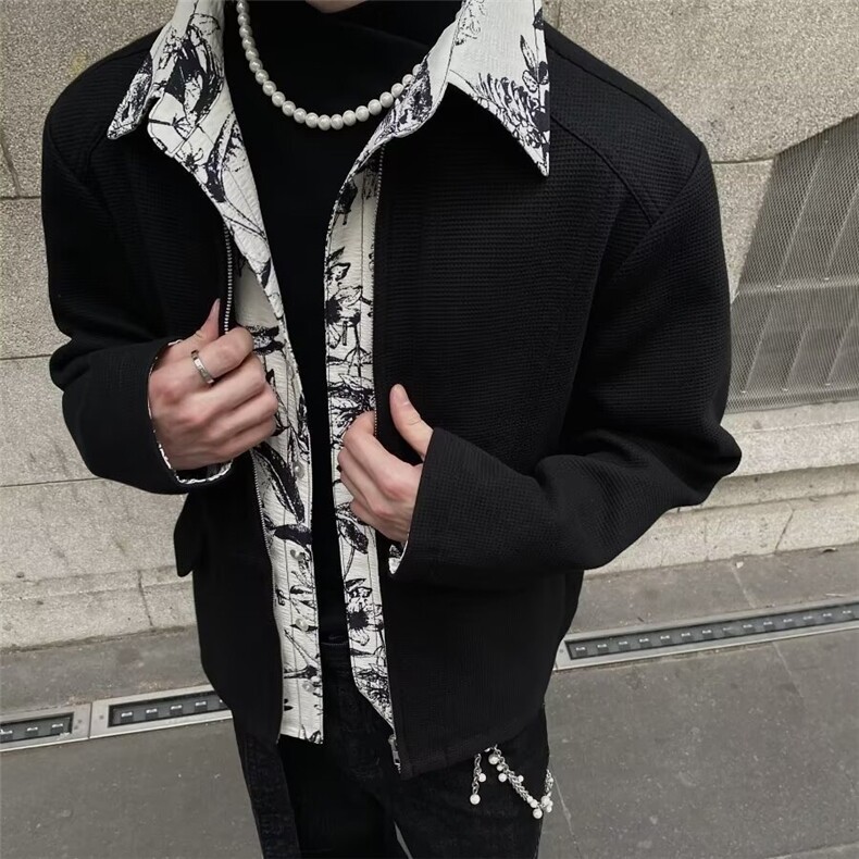 A159-P72美式复古工装2025春装新款男士外套情侣潮牌两面穿夹克,男装T恤,电商B323A