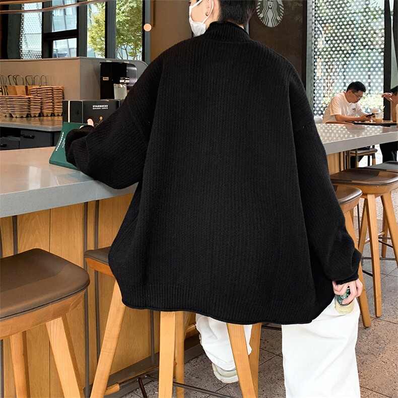 慵懒风立领拉链针织开衫男秋冬季休闲高级感纯色情侣毛衣外套,男装针织衫/毛衣,星座410-7