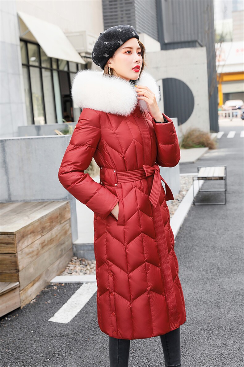 时尚显瘦长款羽绒服女冬季新款狐狸毛领加厚保暖外套,女装羽绒服,阿舍尔精品