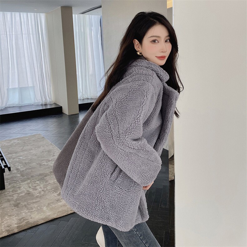 年轻款皮草外套女短款2024韩版秋冬新款仿羊羔毛保暖毛毛外套,女装皮草,尚羽泽网红店