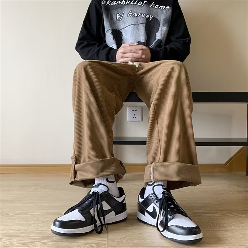 灯芯绒裤子男秋冬新款宽松直筒卷边休闲裤A776P32,男装休闲裤,星座1116-2