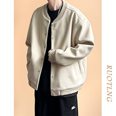 秋冬新款呢子外套男宽松休闲短款呢料夹克加厚A351-AJ251102-P100，男装夹克，电商A351