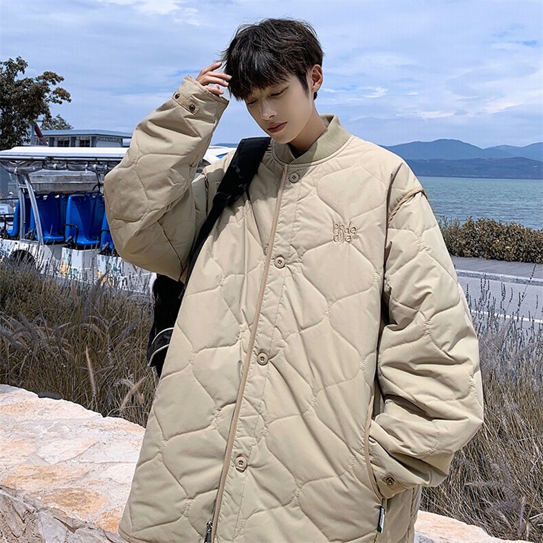 冬新港风复古重工刺绣棒球服男休闲潮流棉服棉衣保暖外套M52-P145,男装棉衣,电商A001-1