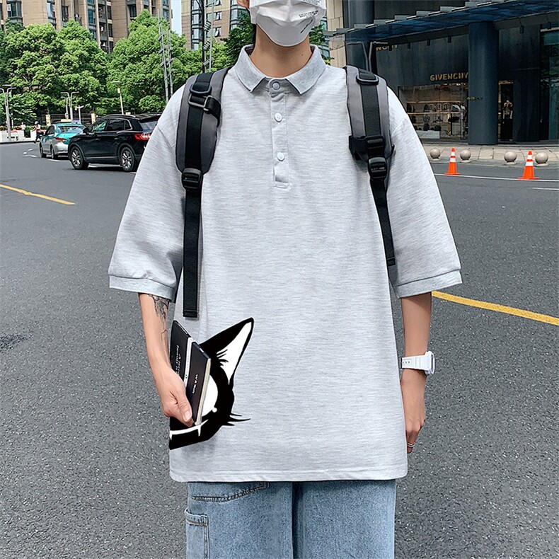 PL57035-P35翻领短袖polo衫男大码胖子半袖t恤男有领保罗衫模特,男装Polo衫,电商A040