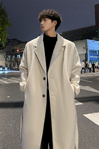 秋冬毛呢大衣男宽松风衣中长款韩系百搭外套MN9568/P100加棉P110图片
