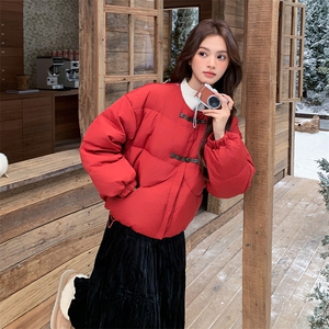 新品 圣诞红羽绒服送真毛围脖2c309-1021-265-k398图片