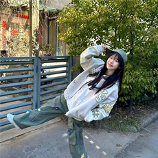 文艺简约日系气质新款流行ins百搭慵懒刺绣双层棒球服时尚潮流，男装夹克，星座506A
