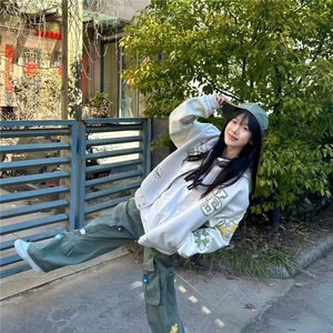 文艺简约日系气质新款流行ins百搭慵懒刺绣双层棒球服时尚潮流图片
