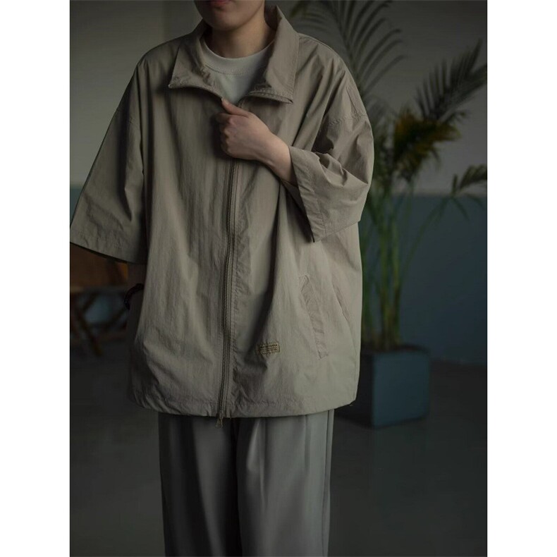 夏款插兜拉链衬衫短袖男日系工装衬衣冲锋防晒衣CS230P38,男装防晒衣,星座1013-1