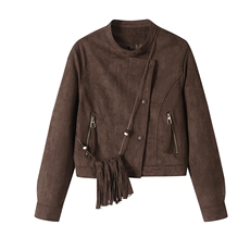 现货！2025秋装新款麂皮绒夹克外套休闲上衣短外套配包包，女装短外套，慕咨