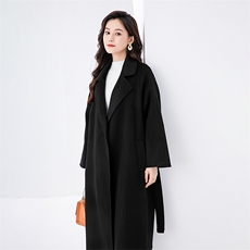 羊毛纯色长毛呢外套女秋冬新款保暖气质双面呢大衣，女装毛呢外套，高哲羊绒